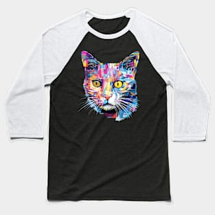 Cat Pet World Animal Lover Furry Friend Abstract Baseball T-Shirt